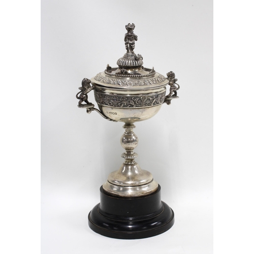 69 - The Lucifer Golfing Society silver trophy by the Goldsmiths & Silversmiths Company London 1950, with... 