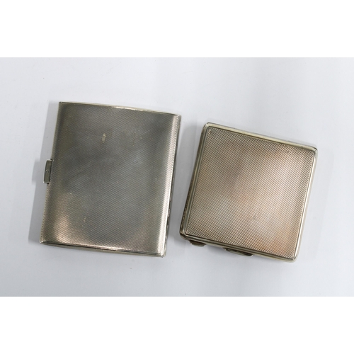 87 - George V silver cigarette case, London 1923 and a silver compact with Royal Army Corps emblem, (2)