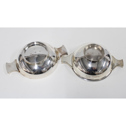 90 - Hamilton & Inches silver presentation quaich, Edinburgh 1986 together with another a silver presenta... 