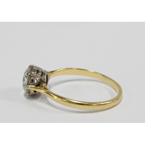 91 - Diamond solitaire ring, the claw set brilliant cut diamond is approx 2ct, set to a plain gold band, ... 