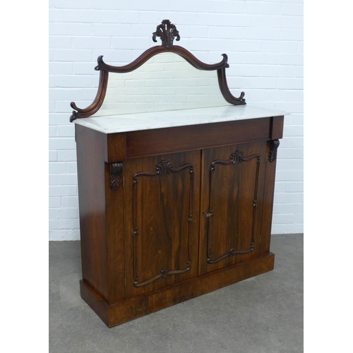 519 - 19th century rosewood mirror backed credenza with marble top, 107 x 136 x 39cm.