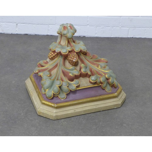 532 - Gothic Revival painted plaster wall bracket, 44 x 33 x 37cm.