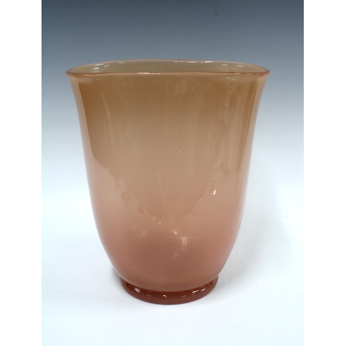 107 - A large Vaseline glass vase, 20th century, unsigned. 24 x 28cm.