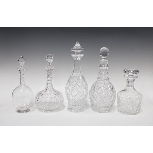 114 - Five various glass decanters with stoppers (5)