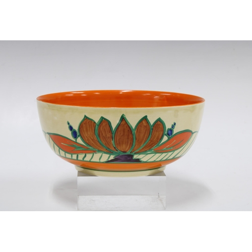 118 - CLARICE CLIFF Fantasque Lily (Brown) pottery bowl for Wilkinson's, printed backstamps, 20 x 8.5cm.