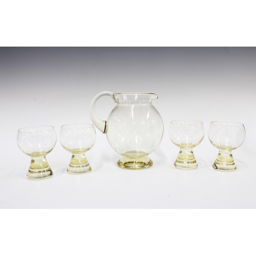 119 - DAUM FRANCE pale yellow water / lemonade set with a jug and four glasses (5)