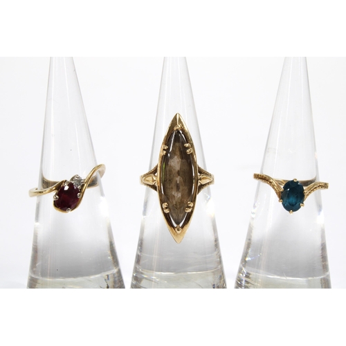 12 - Three 9ct gold gemset rings (3)