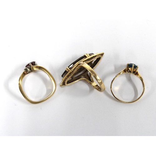 12 - Three 9ct gold gemset rings (3)