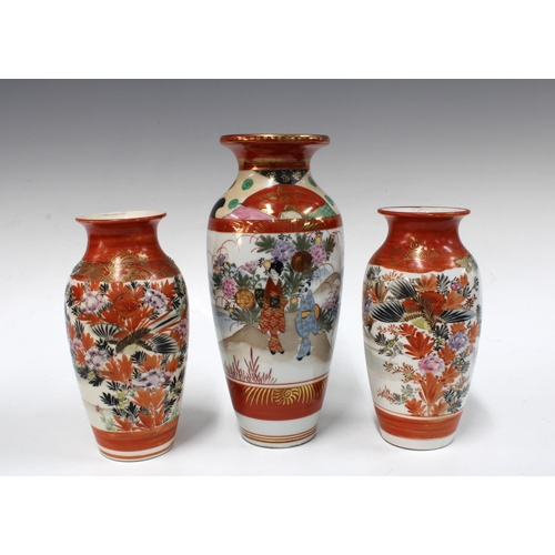 144 - Three Kutani porcelain vases, (3)