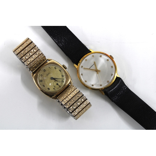 15 - Gents Garrard gold plated wristwatch with mother of pearl dial together with a Gents vintage 9ct gol... 