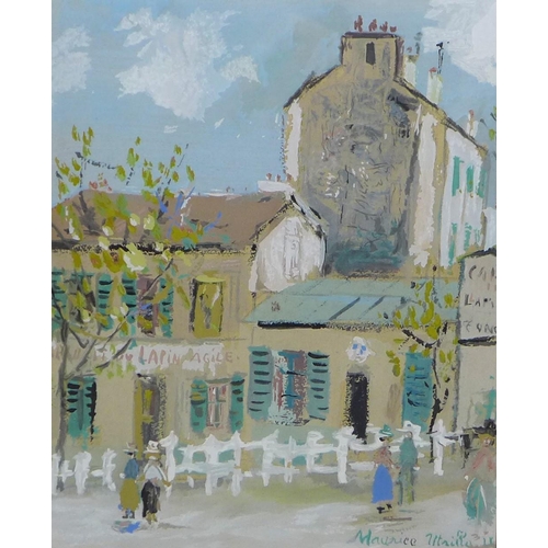 152 - MAURICE UTRILLO (1883 - 1955) LAPIN AGILE, Pochoir in gouache from the series Chronique de la Boheme... 