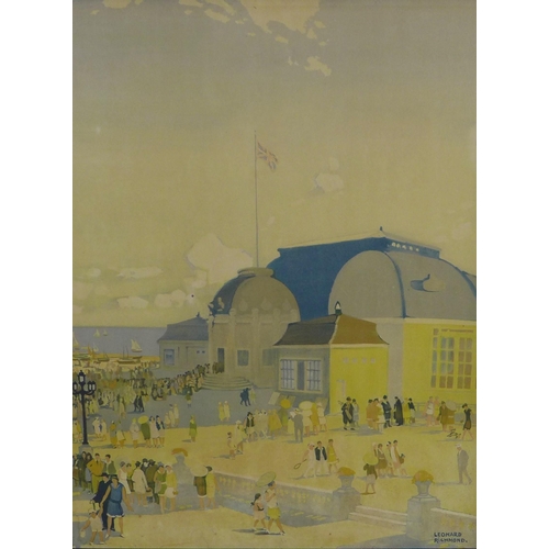 183 - LEONARD RICHMOND (BRITISH 1889 - 1965) large framed print of Worthing, framed under glass, 59 x 78cm