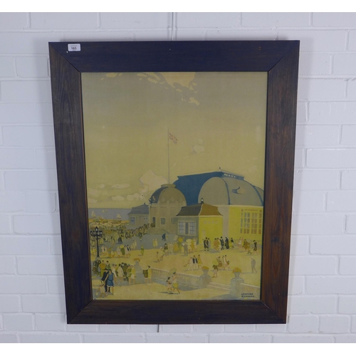 183 - LEONARD RICHMOND (BRITISH 1889 - 1965) large framed print of Worthing, framed under glass, 59 x 78cm