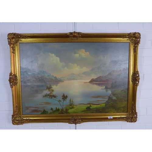 184 - PRUDENCE TURNER (SCOTTISH 1930-2007) LOCH CRERAN, signed oil on canvas, moulded gilt frame, 90 x 60c... 