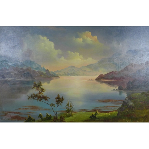 184 - PRUDENCE TURNER (SCOTTISH 1930-2007) LOCH CRERAN, signed oil on canvas, moulded gilt frame, 90 x 60c... 