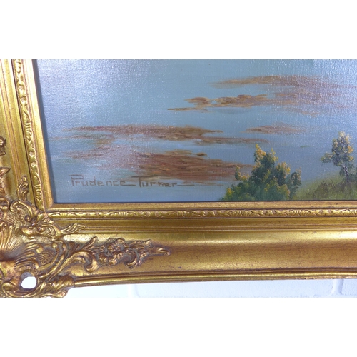 184 - PRUDENCE TURNER (SCOTTISH 1930-2007) LOCH CRERAN, signed oil on canvas, moulded gilt frame, 90 x 60c... 