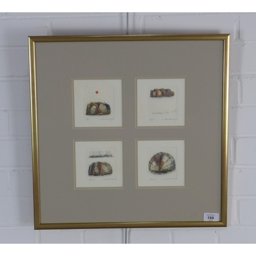 189 - LAW WAI HIN (HONG KONG b. 1939) set of four small etchings contained within a single glazed frame, s... 