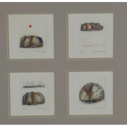 189 - LAW WAI HIN (HONG KONG b. 1939) set of four small etchings contained within a single glazed frame, s... 