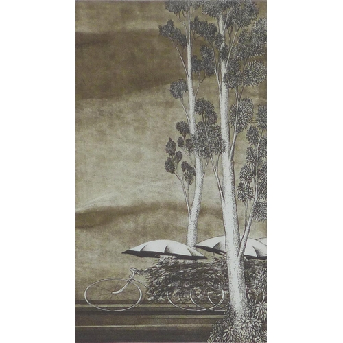 193 - SHIGEKI KURODA (JAPANESE b. 1953) WHITE TREES, etching, signed and numbered 38/70, framed under glas... 