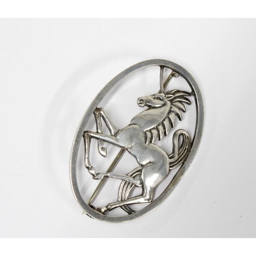 32 - Geoffrey Bellany silver horse brooch,  Birmingham 1960, signed and numbered 244