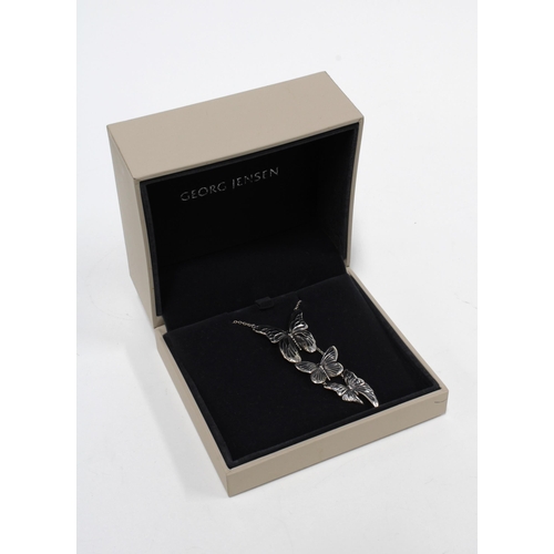 35 - Silver butterfly pendant necklace, stamped GJ 925S, No.6125A, contained within a Georg Jensen box