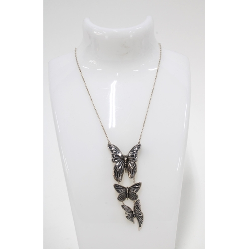 35 - Silver butterfly pendant necklace, stamped GJ 925S, No.6125A, contained within a Georg Jensen box