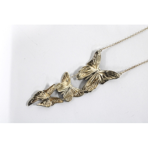 35 - Silver butterfly pendant necklace, stamped GJ 925S, No.6125A, contained within a Georg Jensen box