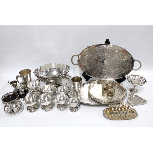 435 - A large collection of Epns wares to include trays, toast rack, goblets, etc (a lot)