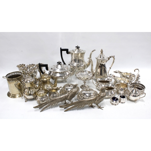 436 - A large collection of Epns wares to include teaset, goblets, table pheasants, etc (a lot)