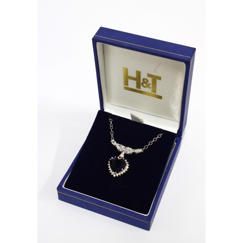 47 - White gold pendant necklace, stamped 10K CZ,