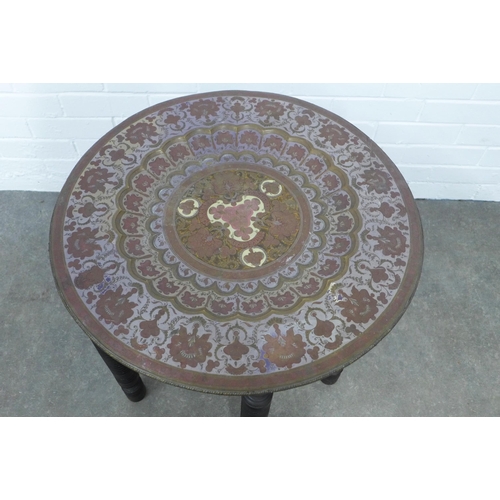 471 - Benares style table with folding base and an additional wooden plaque (2)