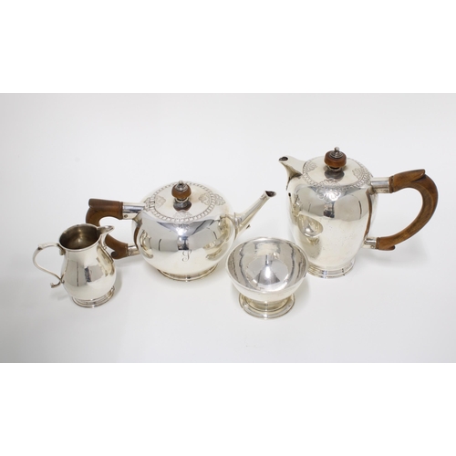 67 - George VI silver Bachelor's tea and coffee set, Wilson & Sharp, Edinburgh 1938 (4)