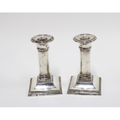 68 - A pair of Edwardian silver desk candlesticks, Birmingham 1906, 12cm