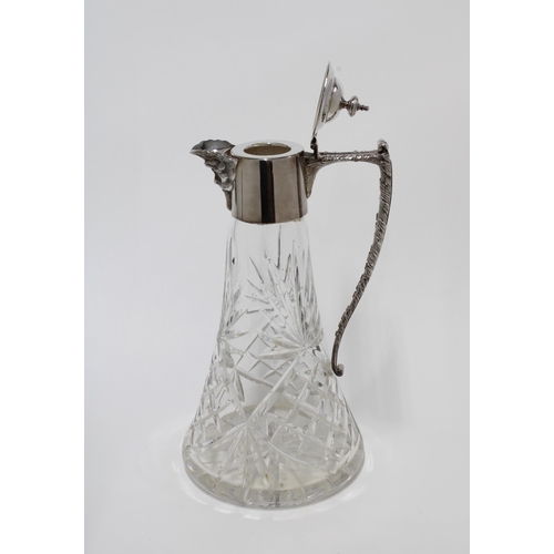 73 - Silver and glass claret jug, Sheffield 1982, 27cm