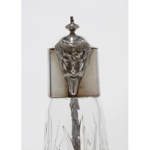 73 - Silver and glass claret jug, Sheffield 1982, 27cm