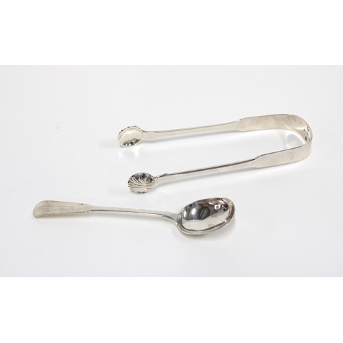 74 - Scottish provincial silver sugar spoon, peter Ross, Aberdeen and a a pair of silver sugar tongs by R... 