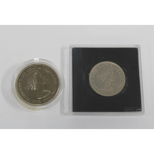 99F - Elizabeth II 1960 crown, struck from polished dies, in later Royal Mint case; together with a 1916 p... 