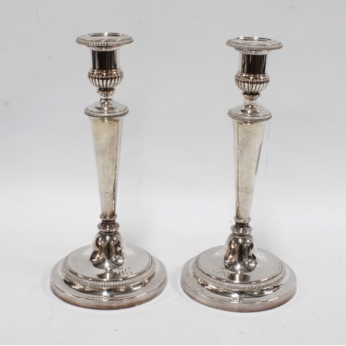 440 - A pair of Matthew Boulton Sheffield plate candlesticks, (2) 29cm