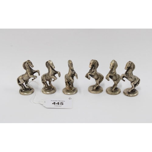 445 - Set of six pewter Horse menu card holders (6) 5.5cm