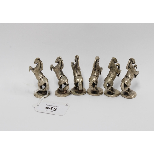 445 - Set of six pewter Horse menu card holders (6) 5.5cm