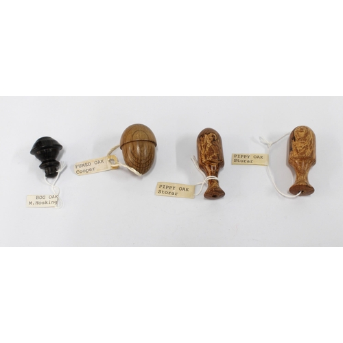 450 - Fumed Oak treen acorn and three other miniatures (4)