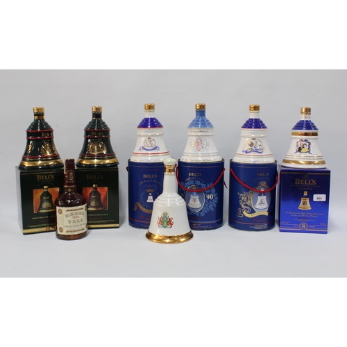 464 - Seven Bells whisky decanters, six with boxes (7)