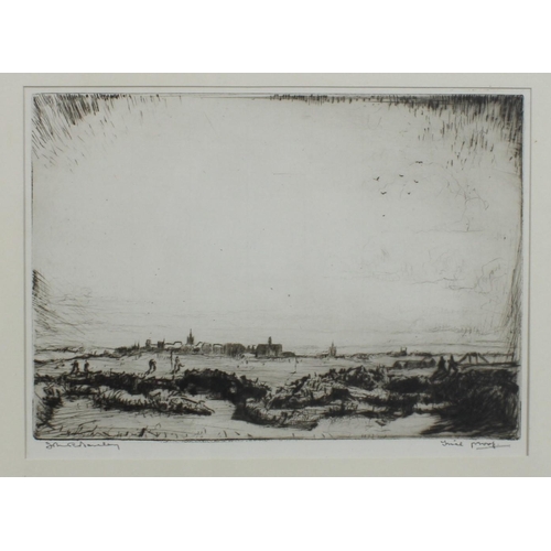 101 - J.R BARCLAY (British 1884-1962), etching of St Andrews, signed in pencil and framed under glass, 25 ... 