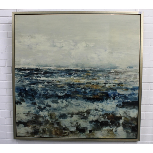 115 - Large Scale photographic Seascape print on canvas, framed, 120 x 120