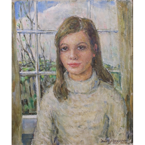 121 - DOROTHY JOHNSTONE A.R.S.A (SCOTTISH 1892-1980), PORTRAIT OF LIZ AS A YOUNG GIRL, oil on board, signe... 