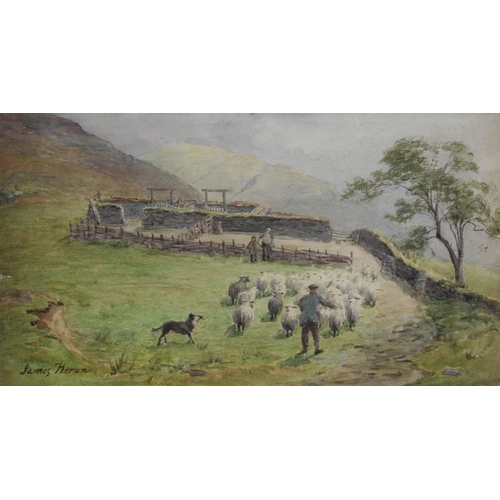 127 - JAMES HERON (SCOTTISH 1873-1919) BEN LOMOND, signed watercolour, unframed, 48 x 21cm.   Provenance: ... 