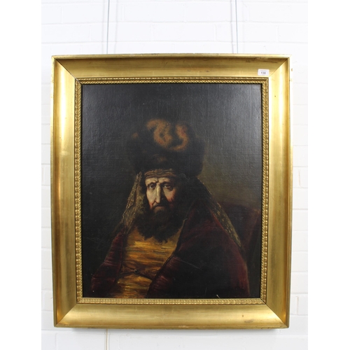 138 - ITALIAN SCHOOL, Untitled oil on canvas of The Turk, apparently unsigned, in an ornate gilt frame, 61... 