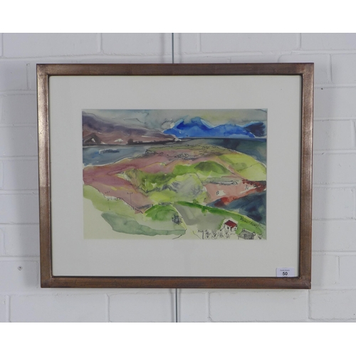 50 - DEIRDRE EDWARDS (CONTEMPORARY) NEAR RED POINT FARM, signed watercolour, framed under glass with Scot... 