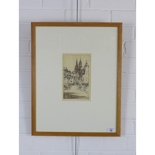 58 - WILLIAM WILSON RSA RSW (SCOTTISH 1905 - 1972), CHARTRES, etching, signed in pencil and numbered 2/16... 