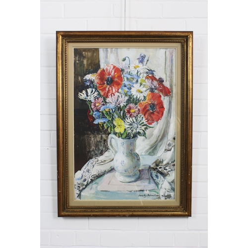 62 - DOROTHY JOHNSTONE A.R.S.A (SCOTTISH 1892-1980), STILL LIFE, FLOWERS IN A JUG, oil on board, signed a... 